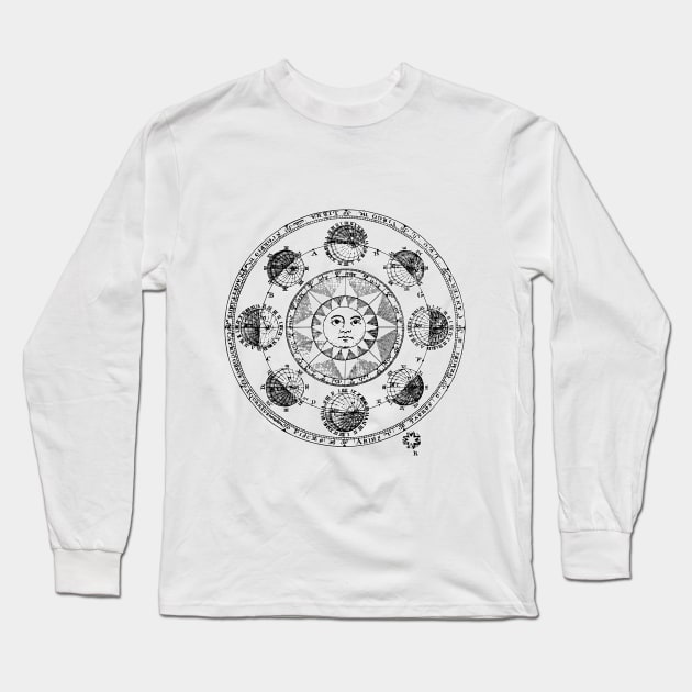 abstract zodiac vintage astrology geometric calendar Long Sleeve T-Shirt by AlinedImaging